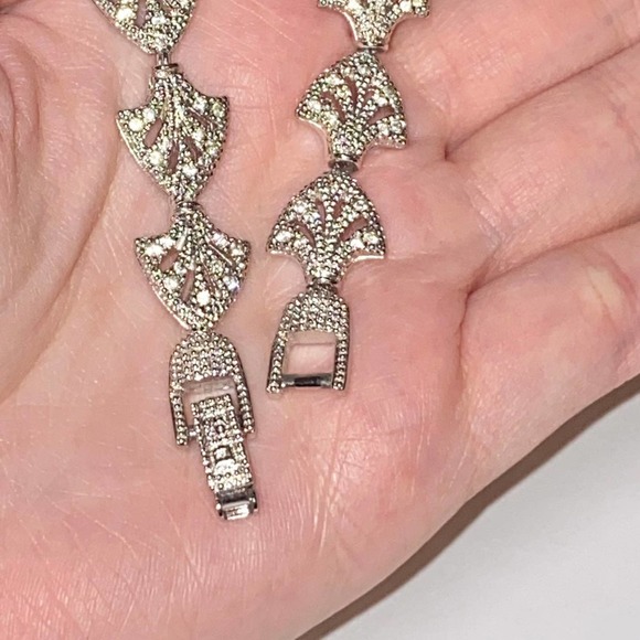 Christian Dior Silver Crystal Rhinestone Logo Filigree ICY BLING Chain Bracelet - Picture 4 of 12